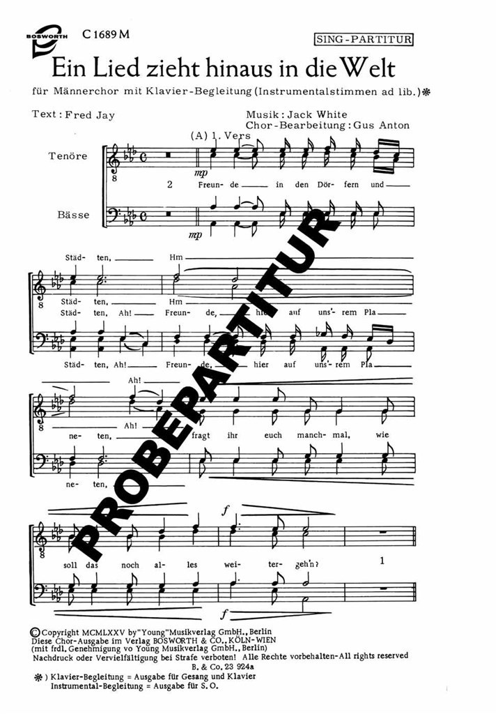 Ein Lied zieht hinaus in die Welt